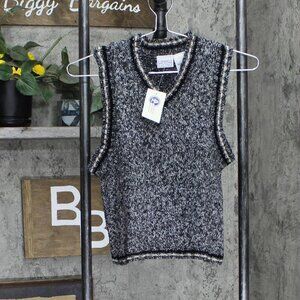 NWT Arizona Jean Company Dress Sweater Vest 28001-1-Fleck 8 Fleck Black Multi